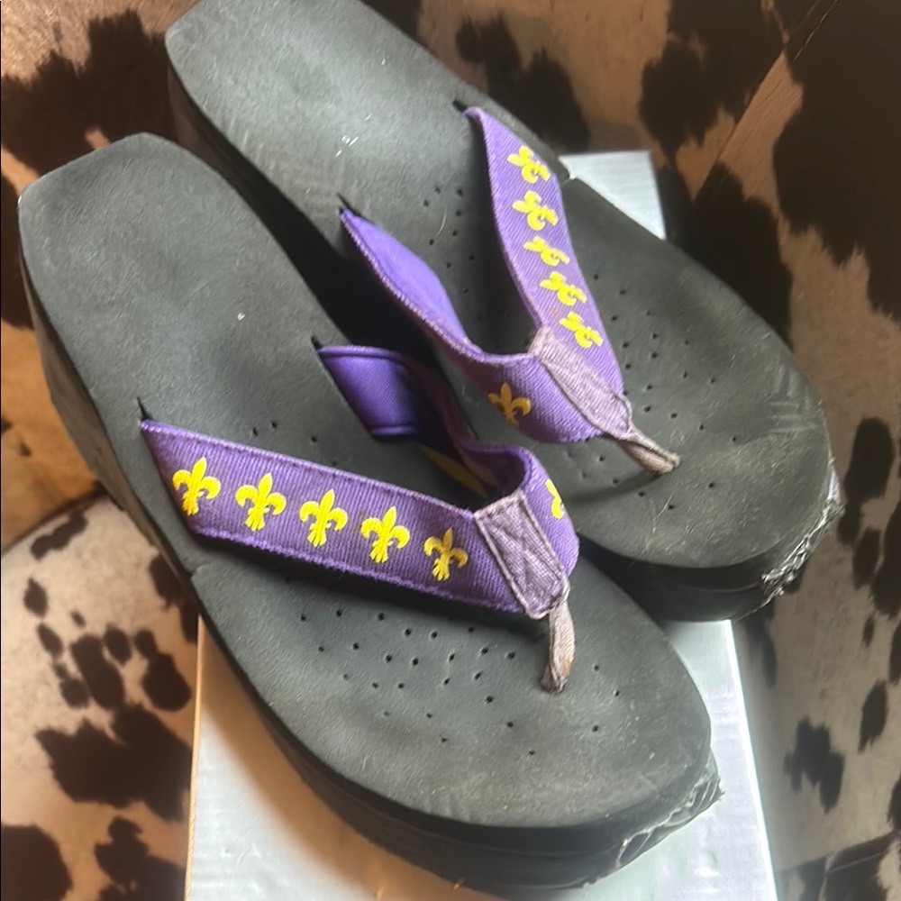 Women's Black and Purple Platform Sandals